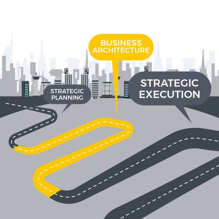 Business architecture challenge illustration representing expanded business agility through the HOBA framework. Business architecture challenge illustration representing expanded business agility through the HOBA framework.