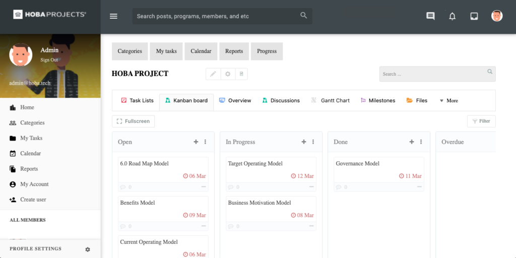 HOBA Project-Kanban Board View